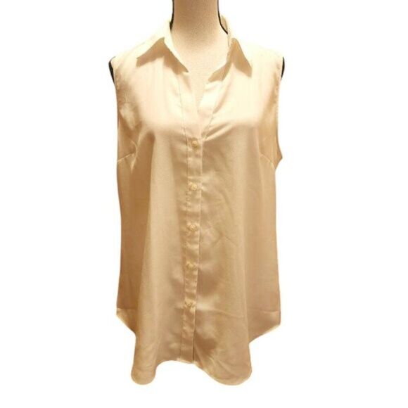 Ann Taylor Sleeveless Button Down Shirt, Size Medium - Picture 1 of 6